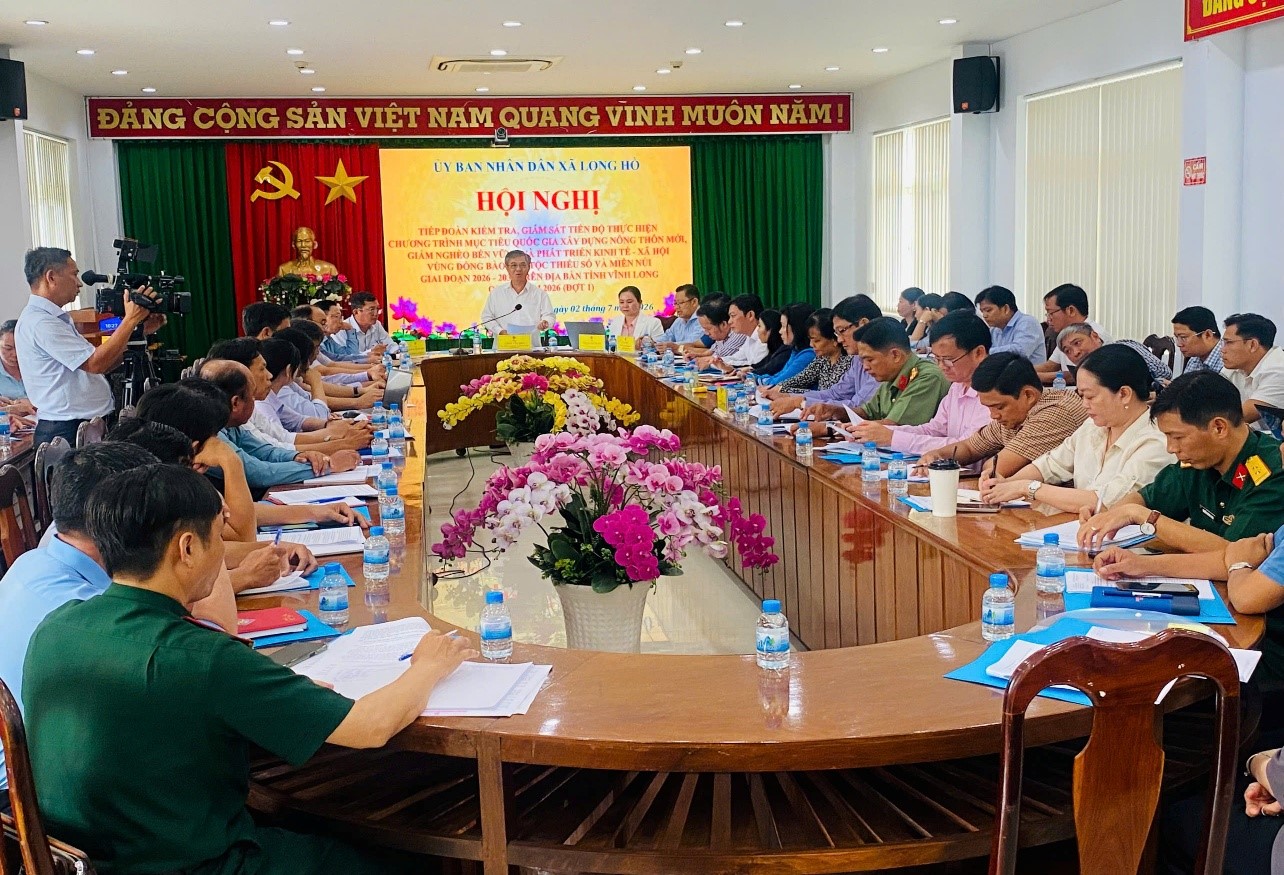 Long Hồ: Tiếp đoàn kiểm tra, giám sát tiến độ thực hiện Chương trình mục tiêu quốc gia xây dựng nông thôn mới, giảm nghèo bền vững và phát triển kinh tế - xã hội vùng đồng bào dân tộc thiểu số và miền núi giai đoạn 2026 - 2030 trên địa bàn tỉnh Vĩnh Long Quý II năm 2026 (đợt 1)